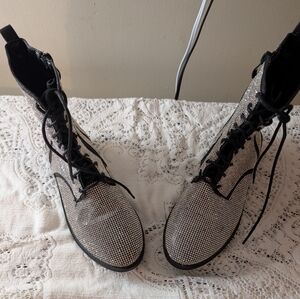 EUC Black and Silver Women's Lace-Up Boots
